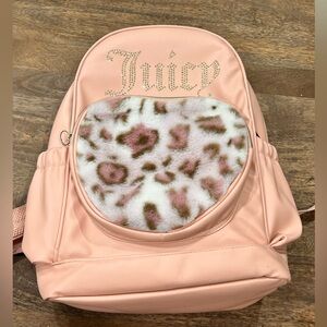 Juicy Couture Pink Backpack with Leopard Faux Fur